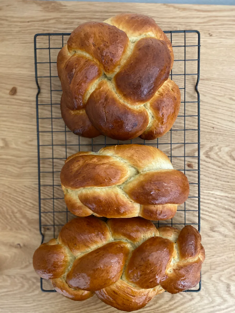 Golden braided challah