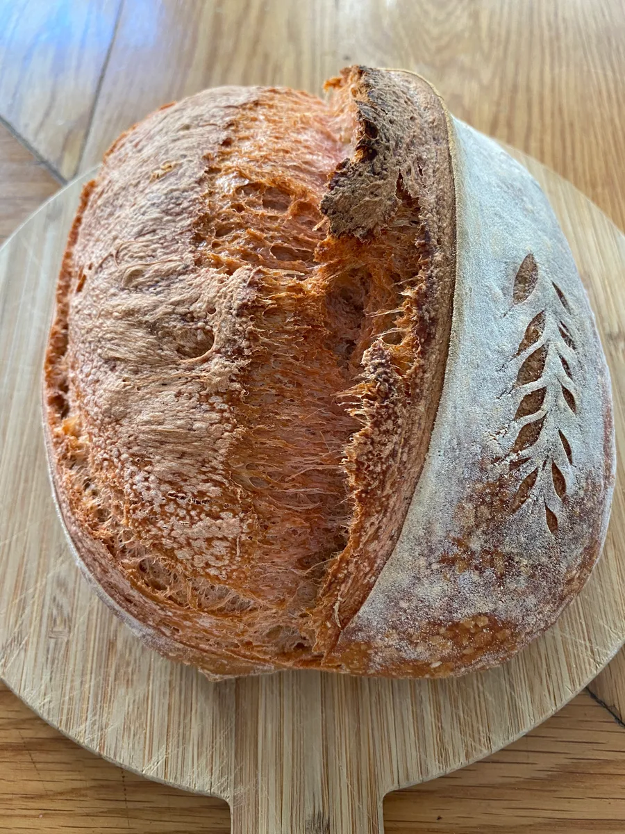 Scored sourdough loaf