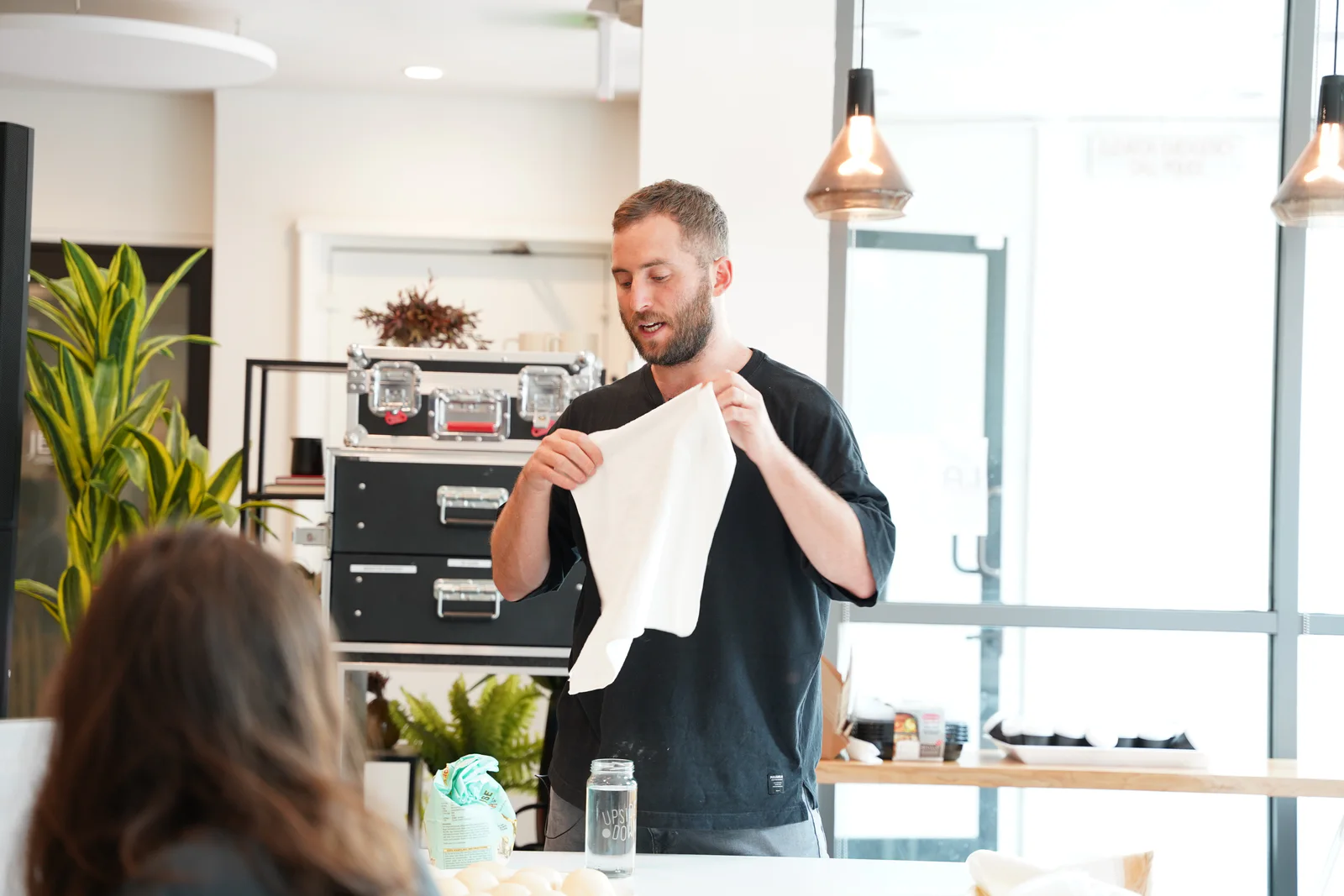 Chaim demonstrating dough technique