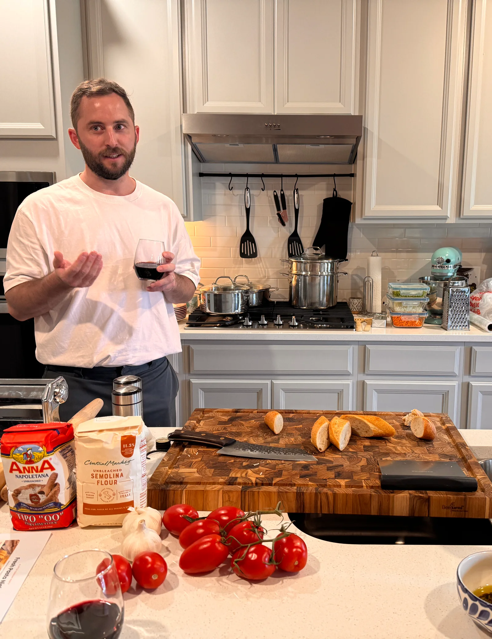 Chaim teaching a private cooking class
