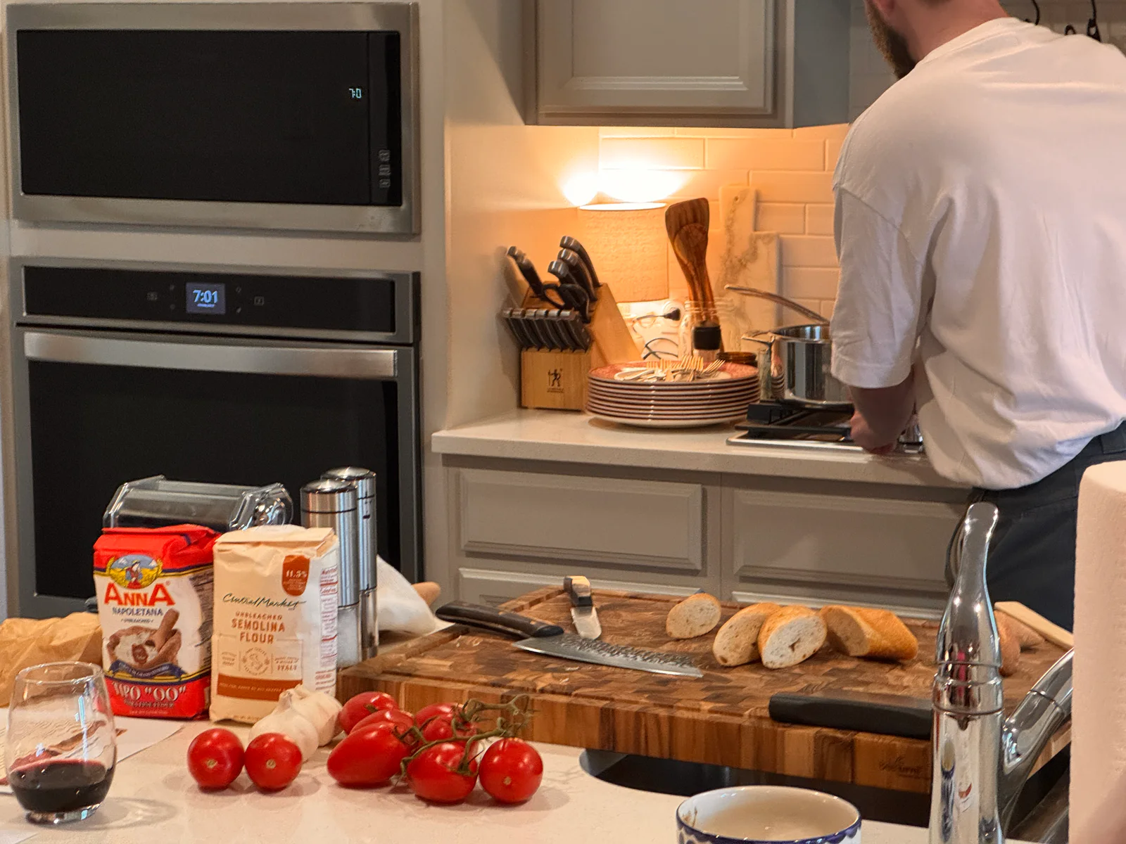 Ingredients and tools ready for a private cooking class